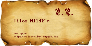 Milos Milán névjegykártya