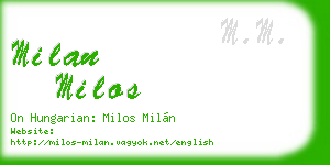 milan milos business card